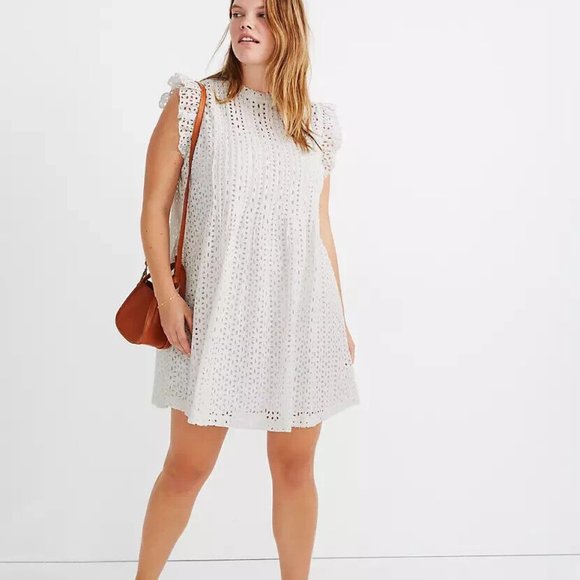 Madewell Dresses & Skirts - MADEWELL Women's Ruffle-Sleeve Mini Dress Large AN137 ($138)